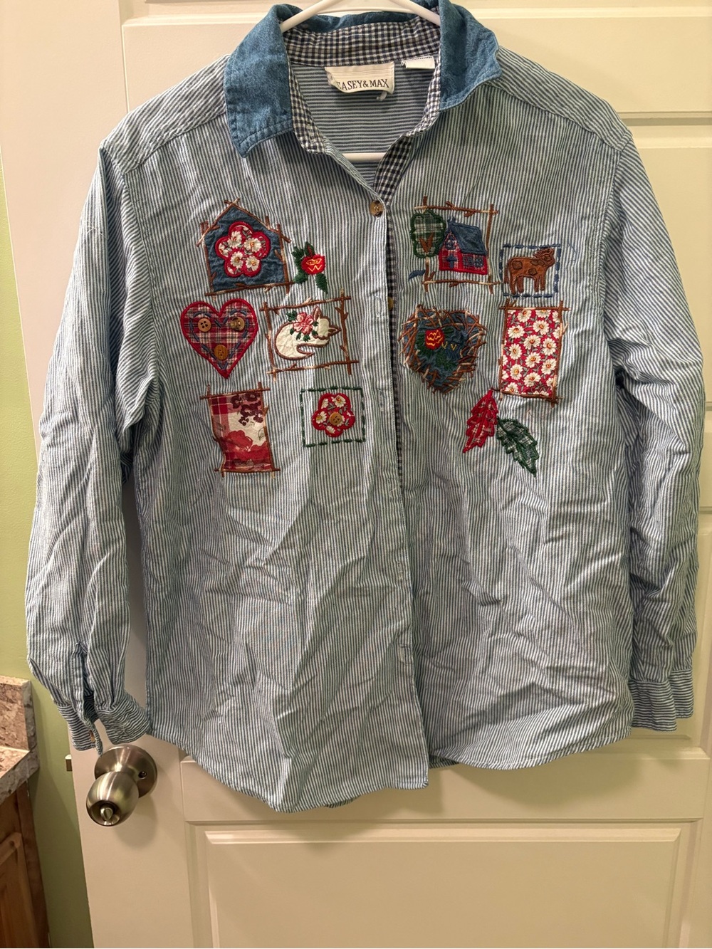 Vintage Grandmacore Cottagecore Casual Fall Embroidered Button-Down Shirt